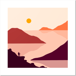 Warm  landscape sunset Posters and Art